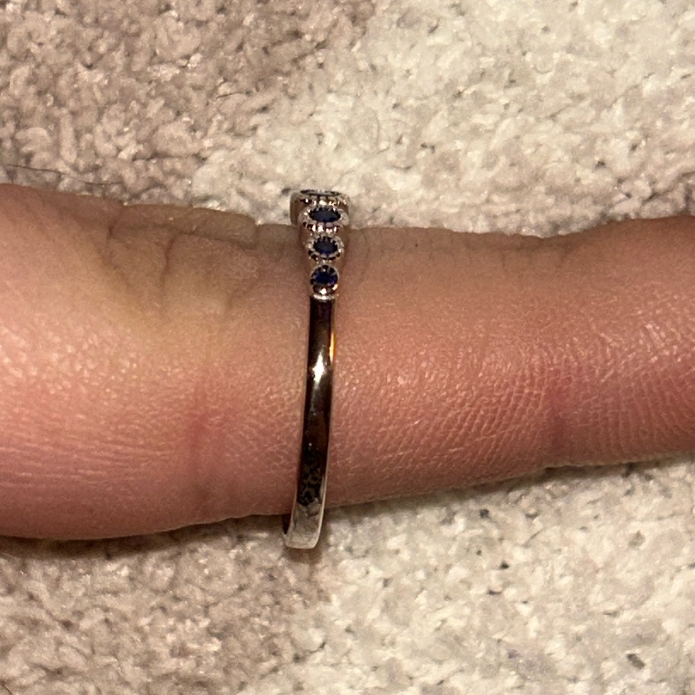 Silver Stackable Ring With Blue Gemstones - image 2